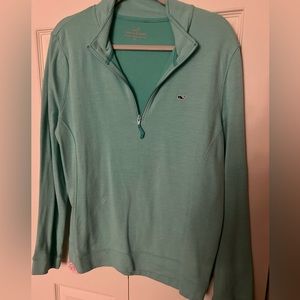 GUC Women’s Mint Color Vineyard Vines 3/4 zip pull over fitted sweater